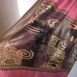 Pink multi-colored pashmina scarf